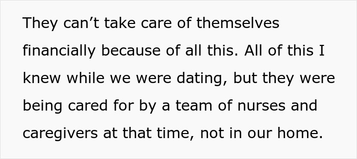 Text excerpt about financial care challenges and caregiving for disabled siblings in a marriage context related to husband&rsquo;s sudden decision.