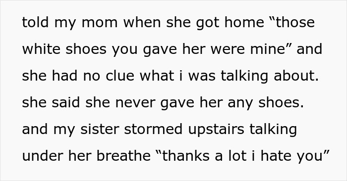 Text excerpt showing a sibling conflict where the 18-year-old struggles with 13-year-old sister’s behavior, leading to moving out. - 18