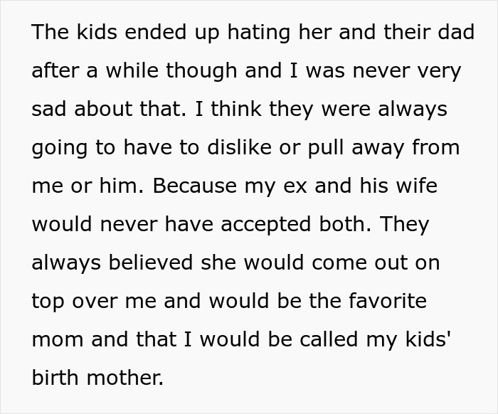 Text excerpt discussing family conflict and kids choosing to go no-contact after dad destroys his marriage and blames his ex.