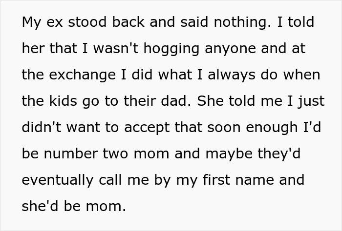 Text showing a woman sharing her feelings about her ex-husband’s new wife and her role as a mother. - 9