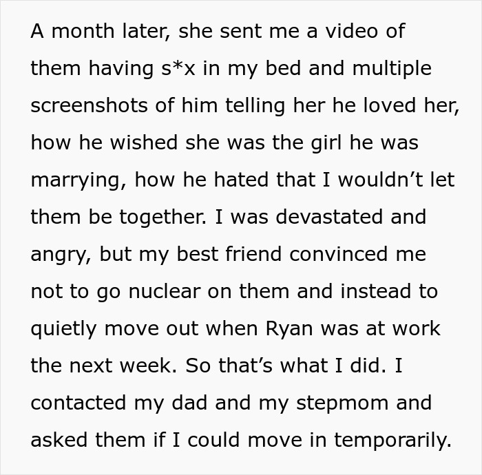 Text excerpt showing a woman devastated after her stepsis stole her fiancé, highlighting toxic family conflict. - 5