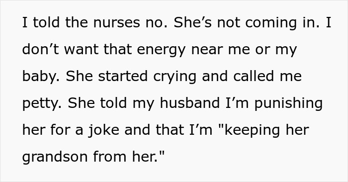 Mother refuses visitor in delivery room to protect baby, expressing concern about negative energy affecting her newborn DNA. - 6