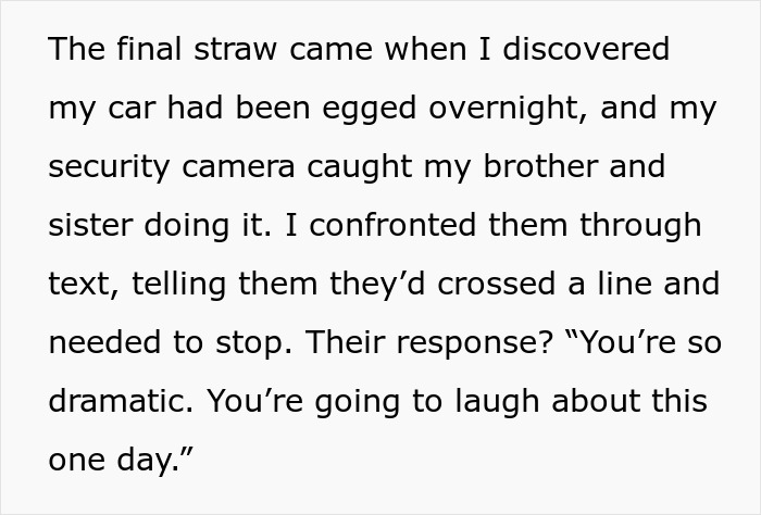 Text excerpt describing a family prank involving a fake legal notice leading to cutting contact after conflicts escalate. Text excerpt describing a family prank involving a fake legal notice leading to cutting contact after conflicts escalate.