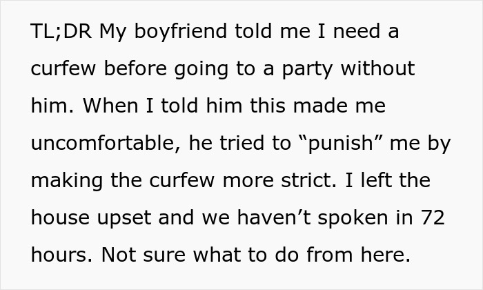 Text excerpt showing a woman rethinking her relationship after a red-flag argument with her boyfriend.