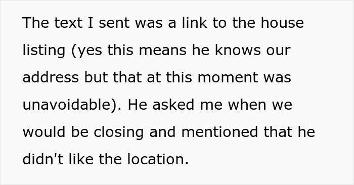 Text message discussing house listing and dad not liking the location after the woman's last attempt to share important news.