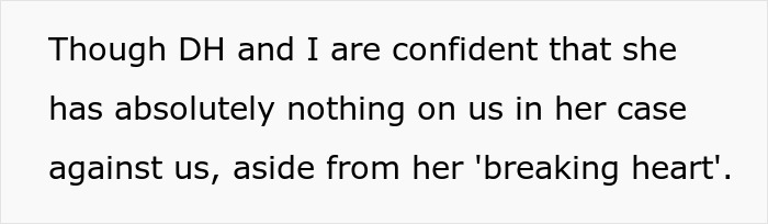 Text excerpt from a custody dispute case where a mother-in-law falsely reported a couple to CPS for years.