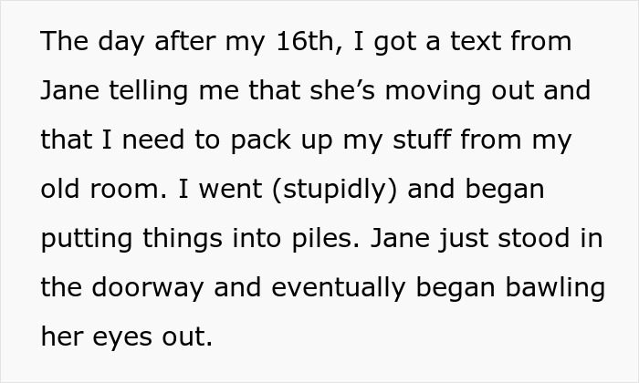 Text describing daughter being manipulative with her mom, creating emotional drama during a difficult conversation. - 40