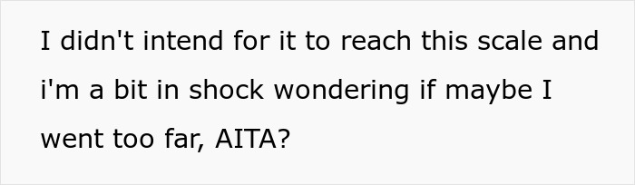 Text message expressing shock and regret, questioning if they went too far, related to family blacklisted local babysitters.