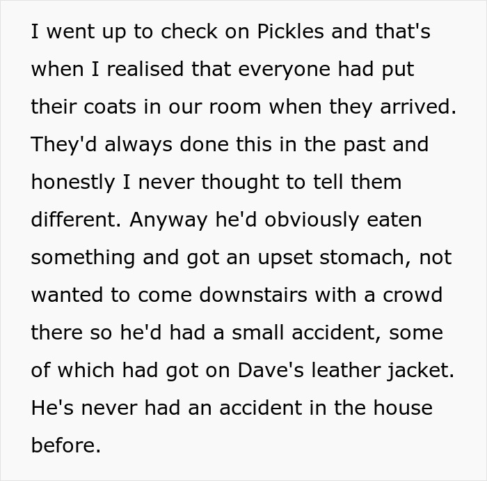 Text excerpt describing a woman refusing to replace nephew&rsquo;s jacket ruined by dog&rsquo;s accident after ignoring her warnings.