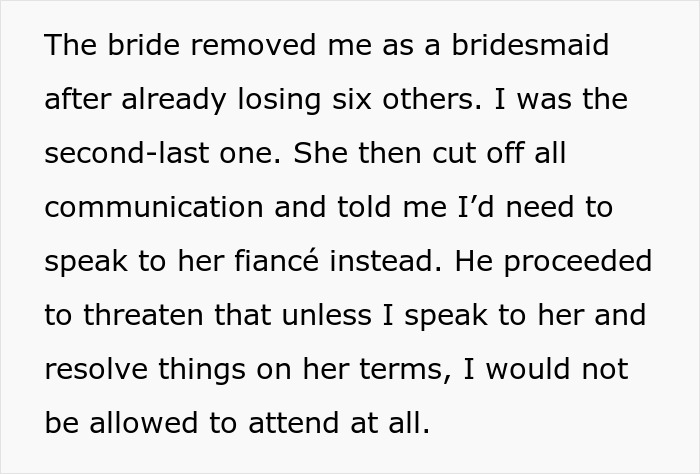 Text describing a bride trying to cancel a guest’s resort room out of spite, leading to conflict with the bridesmaid. - 4