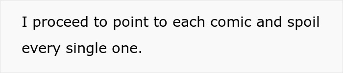 Text box showing the quote I proceed to point to each comic and spoil every single one, referencing Stargate spoilers.