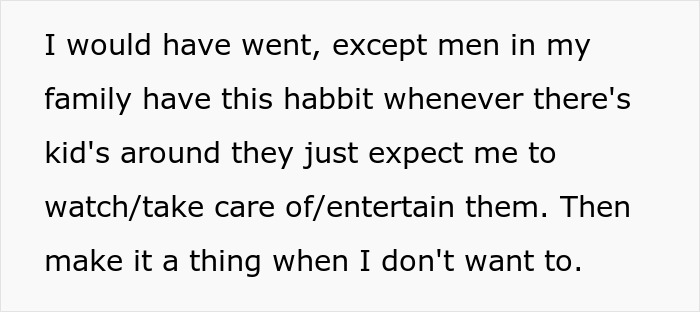 Text post about a teen refusing to be dragged into unpaid babysitting and family trip conflict due to unfair expectations.