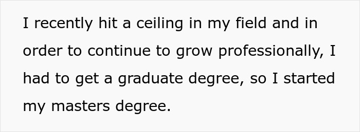 Student working mom managing graduate degree studies despite family complaints and challenges balancing responsibilities.