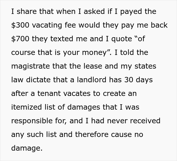 Text excerpt from a legal battle where a woman wins her deposit back after a roommate clash over cats and dogs. Text excerpt from a legal battle where a woman wins her deposit back after a roommate clash over cats and dogs.