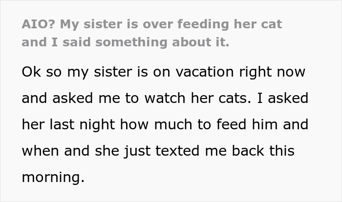 Text conversation about sister overfeeding her severely overweight cat while on vacation. - 2