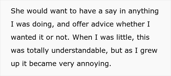 Text about a mom being overprotective while her son lets in-laws help with the baby despite her concerns.