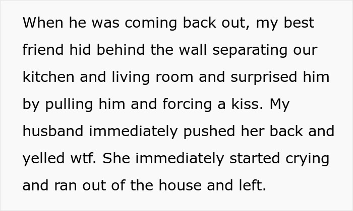Bestie forcefully kissed her husband, leaving the lady shocked and wondering if they are hiding an affair.
