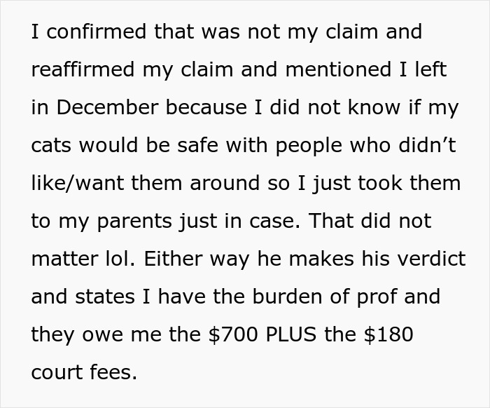 Legal documents and court ruling text illustrating a roommate clash over cats and dogs deposit dispute. Legal documents and court ruling text illustrating a roommate clash over cats and dogs deposit dispute.