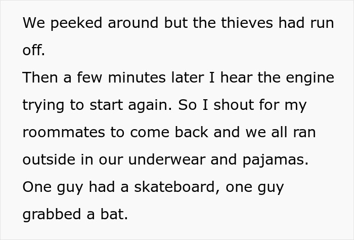 People in underwear and pajamas chase car thieves away by tricking them into abandoning their getaway car. - 5