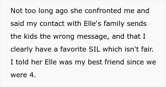Text highlighting a confrontation about contact with Elle's family and favoritism, reflecting tension over late wife’s memory. Text highlighting a confrontation about contact with Elle's family and favoritism, reflecting tension over late wife’s memory.