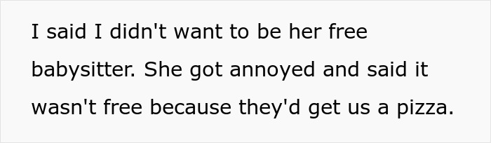 Alt text: Text conversation where a rich lady gets upset after her friend refuses to be a free babysitter despite offering pizza.