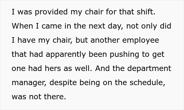 Text excerpt discussing an ableist manager not accommodating a disabled employee and related workplace conflict. Text excerpt discussing an ableist manager not accommodating a disabled employee and related workplace conflict.