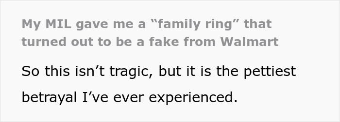 Woman surprised to learn family heirloom from mother-in-law is only worth 30 dollars and not genuine.