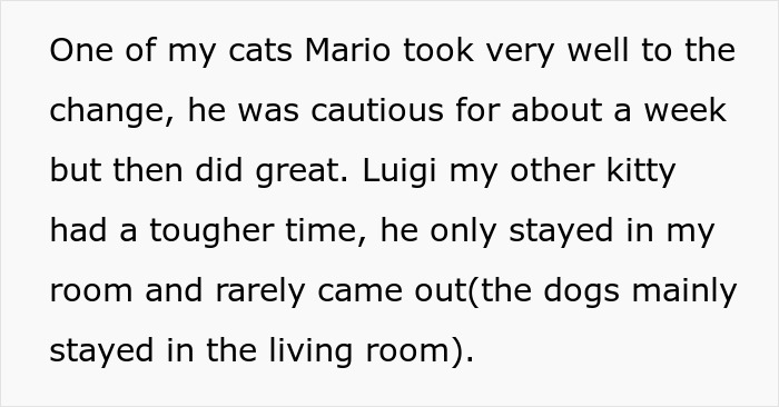 Text about cats adjusting differently in a roommate clash over cats and dogs that led to a legal deposit battle. Text about cats adjusting differently in a roommate clash over cats and dogs that led to a legal deposit battle.