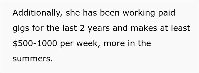 Text excerpt showing paid gigs earnings with amounts ranging from $500 to $1000 weekly, related to stepmom bans teen family dinners. Text excerpt showing paid gigs earnings with amounts ranging from $500 to $1000 weekly, related to stepmom bans teen family dinners.