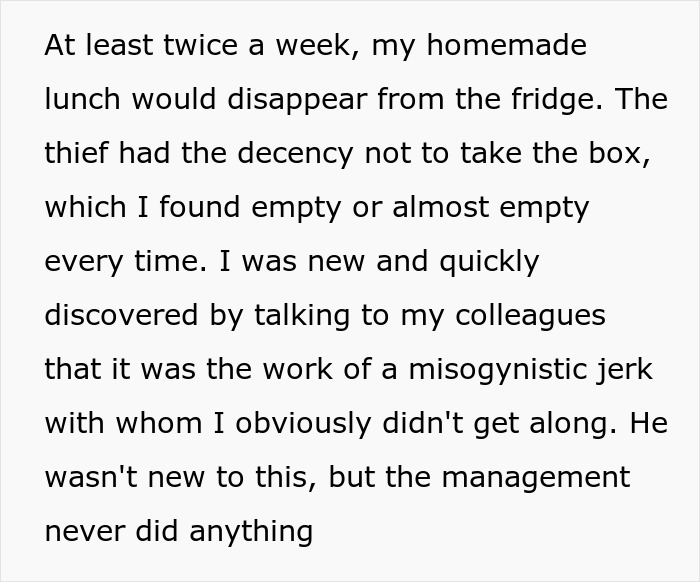 Woman shares story of adding menstrual blood to food to stop theft of homemade lunch at work. Woman shares story of adding menstrual blood to food to stop theft of homemade lunch at work.