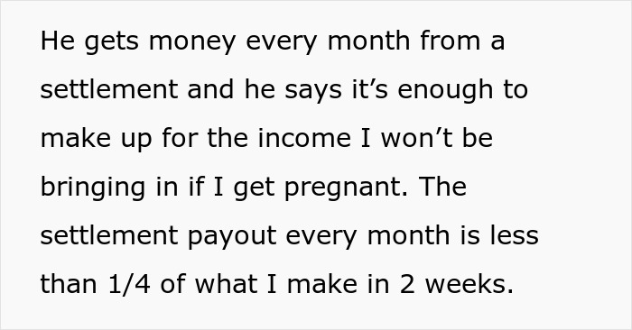 Text excerpt about husband demanding child and marriage opening, wife considering divorce, discussing settlement and income. - 8