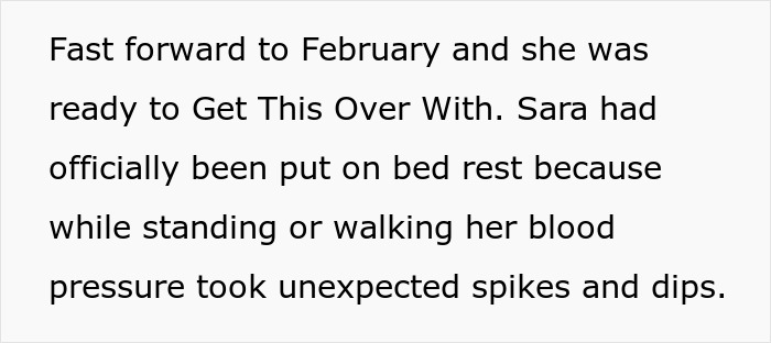 Text excerpt about lady ready to get over with bed rest due to blood pressure spikes relating to sister's bad ex revenge story. - 10