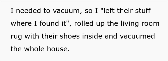 Text showing a college student explaining how they vacuumed the house after their only female roommate got petty. - 20