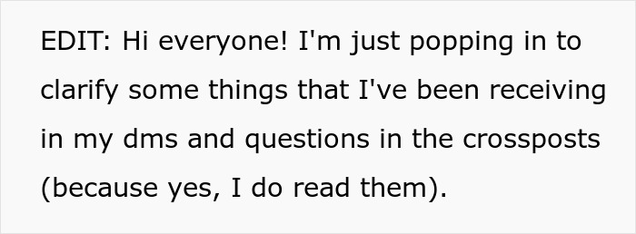 Text post clarifying questions received, relating to manipulative mom daughter story drama, emphasis on communication and understanding. - 57