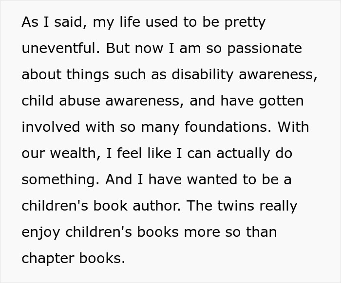 Text excerpt about growing passion for disability awareness and involvement in related foundations inspiring desire to write children's books.
