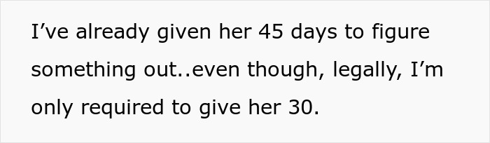 Text about a guy asking his ex to move out after breakup, mentioning legal notice and time given to figure things out. - 16