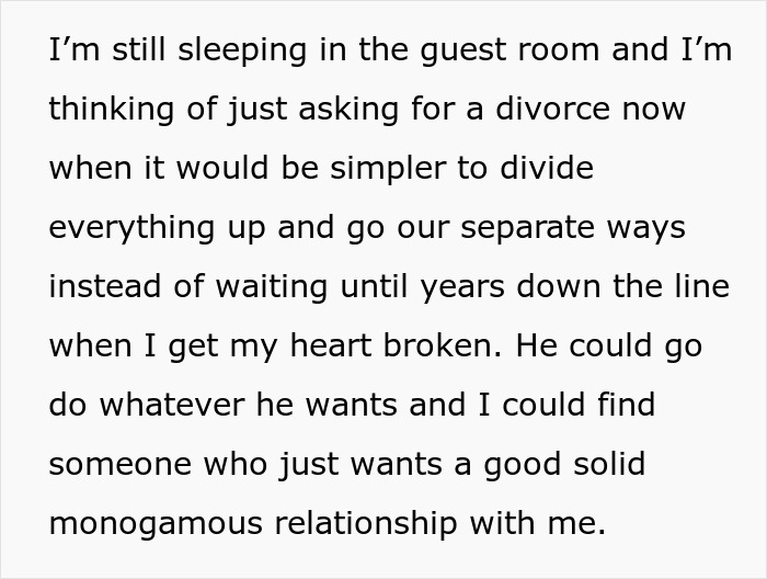 Woman heartbroken and considering divorce after husband suggests trying polyamory in their marriage. - 9