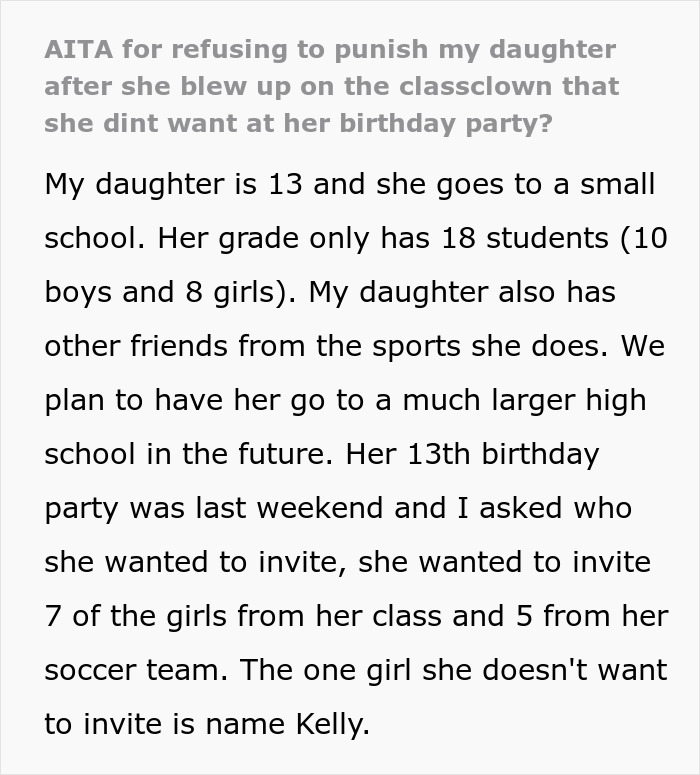 Text excerpt from a mom about her daughter’s birthday party and issues with an unwanted guest invited by the mom. Text excerpt from a mom about her daughter’s birthday party and issues with an unwanted guest invited by the mom.