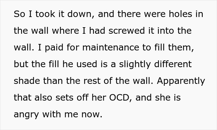 Text excerpt about roommate filling wall holes triggers OCD related to woman&rsquo;s reaction to Jewish traditions.