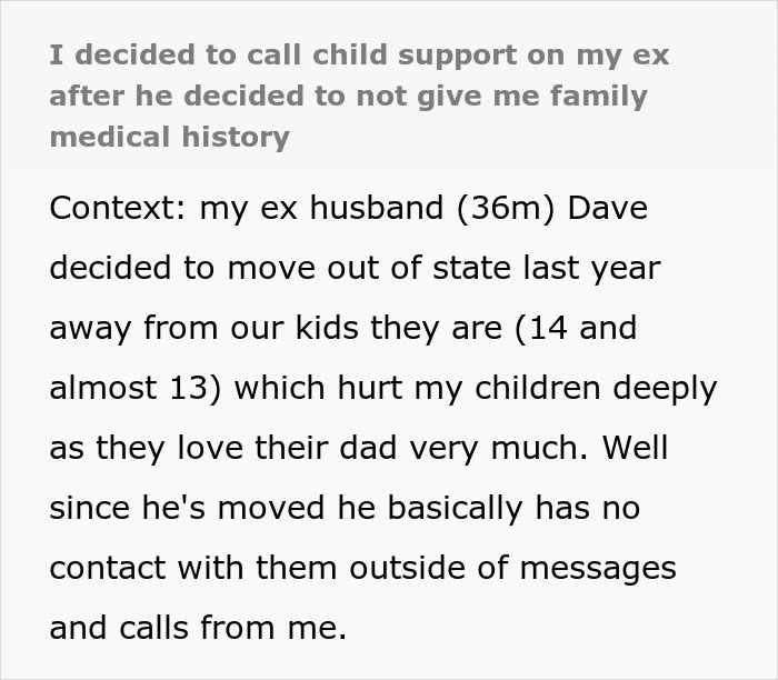 Text excerpt about a man facing legal consequences as a deadbeat dad after refusing to help his family.