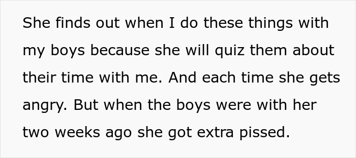 Alt text: Text about a woman who gets angry when her partner spends time with her children from other men, involving cheating issues.
