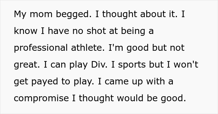 Text about parents and kid care with a focus on parenting challenges and compromises in sports participation.