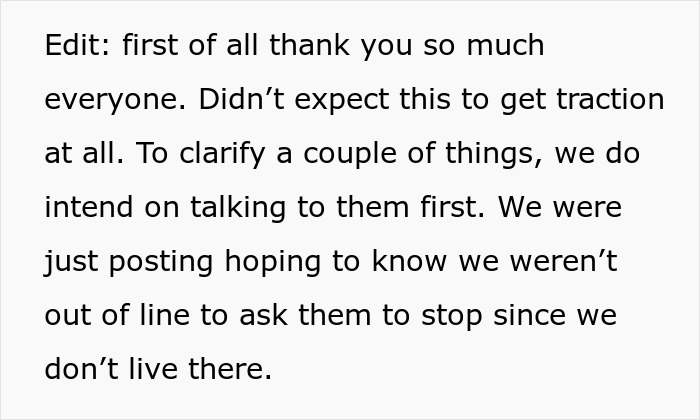 Text post explaining homeowner's frustration with parents treating neighbor&rsquo;s driveway like their own backyard.