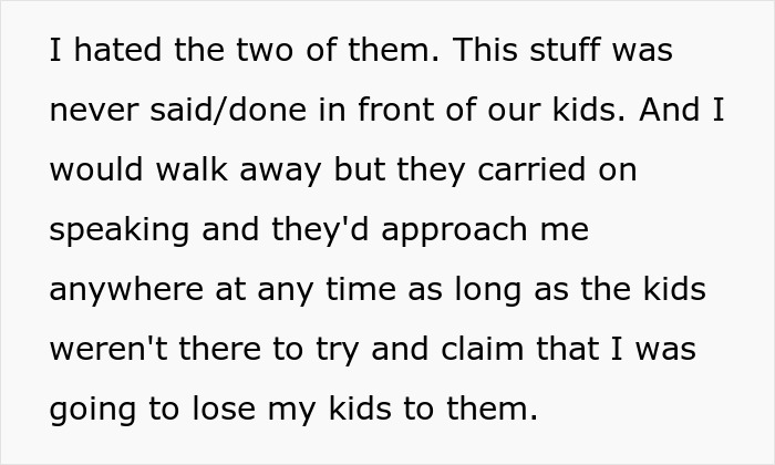 Text excerpt from a dad blaming his ex after his kids choose to go no-contact, describing tense family dynamics.