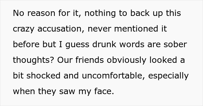 Text excerpt showing a husband joking about being trapped by his wife, with friends shocked by the brutal reality check.