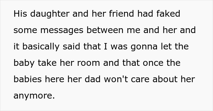 Text message screenshot showing a teen forging texts to sabotage dad's relationship with pregnant fianc&eacute;e.