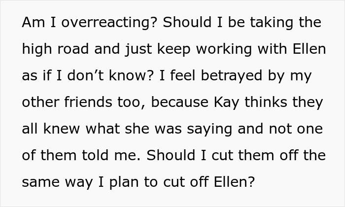 Text discussing feelings of betrayal and whether to cut off friends highlights best friend sabotage in a relationship with boyfriend.