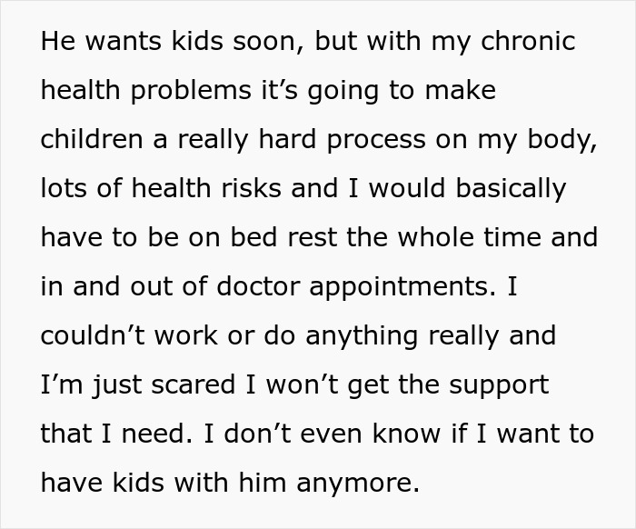 Text about husband demands wife has his child despite her health risks, leading to marriage strain and divorce papers. - 7