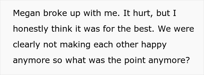 Text on white background about a guy asking his ex to move out after breakup, causing her to consider dropping out of school. - 10