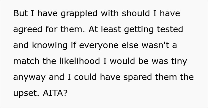 Text discussing a man grappling with the decision to donate an organ despite a difficult childhood with his father.
